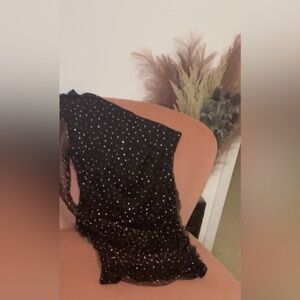 SHEIN black one-shoulder XL dress (or shirt) fashioned with pink hearts!